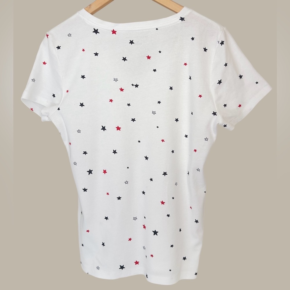 Tommy Hilfiger White Star Print V-Neck Tee - Picture 2 of 3
